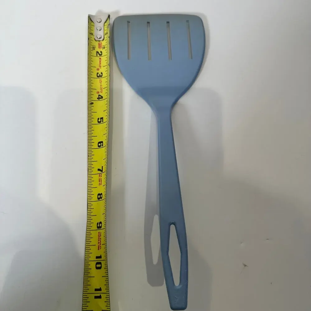 Vintage Tailor Made Blue Nylon Plastic Spatula Turner 4 Slot Kitchen Utensil USA
